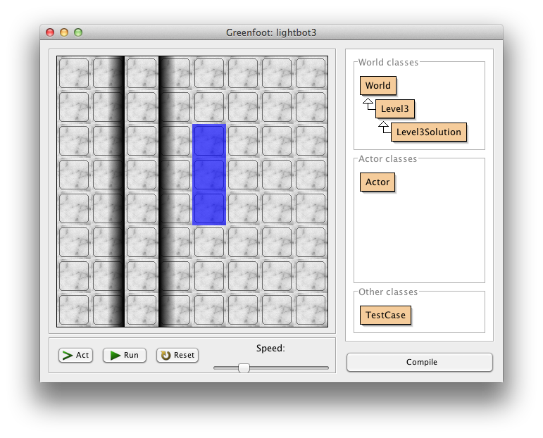 The lightbot3 tutorial project from Greenfoot4Sofia.